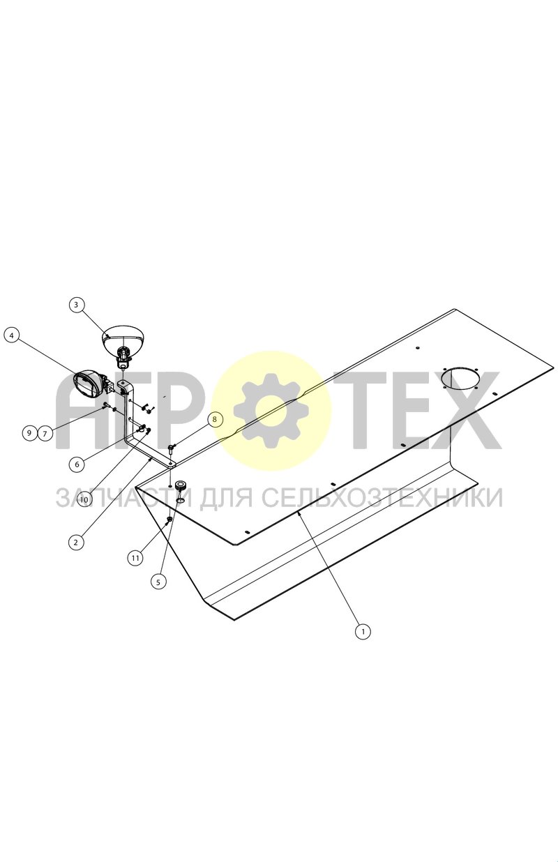 Рабочее освещение правой стороны (SX016817) (№11 на схеме)